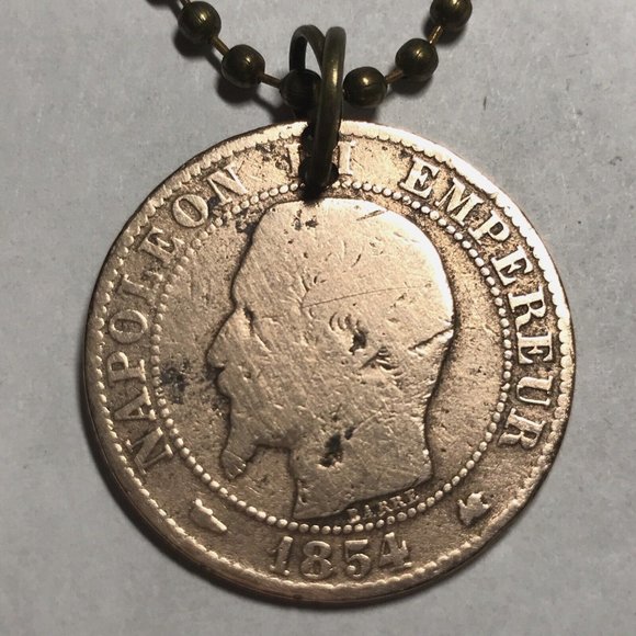 1854 France COIN PENDANT French Napoleon III Antique Great Gift! 🎁 170 Years - Picture 2 of 4